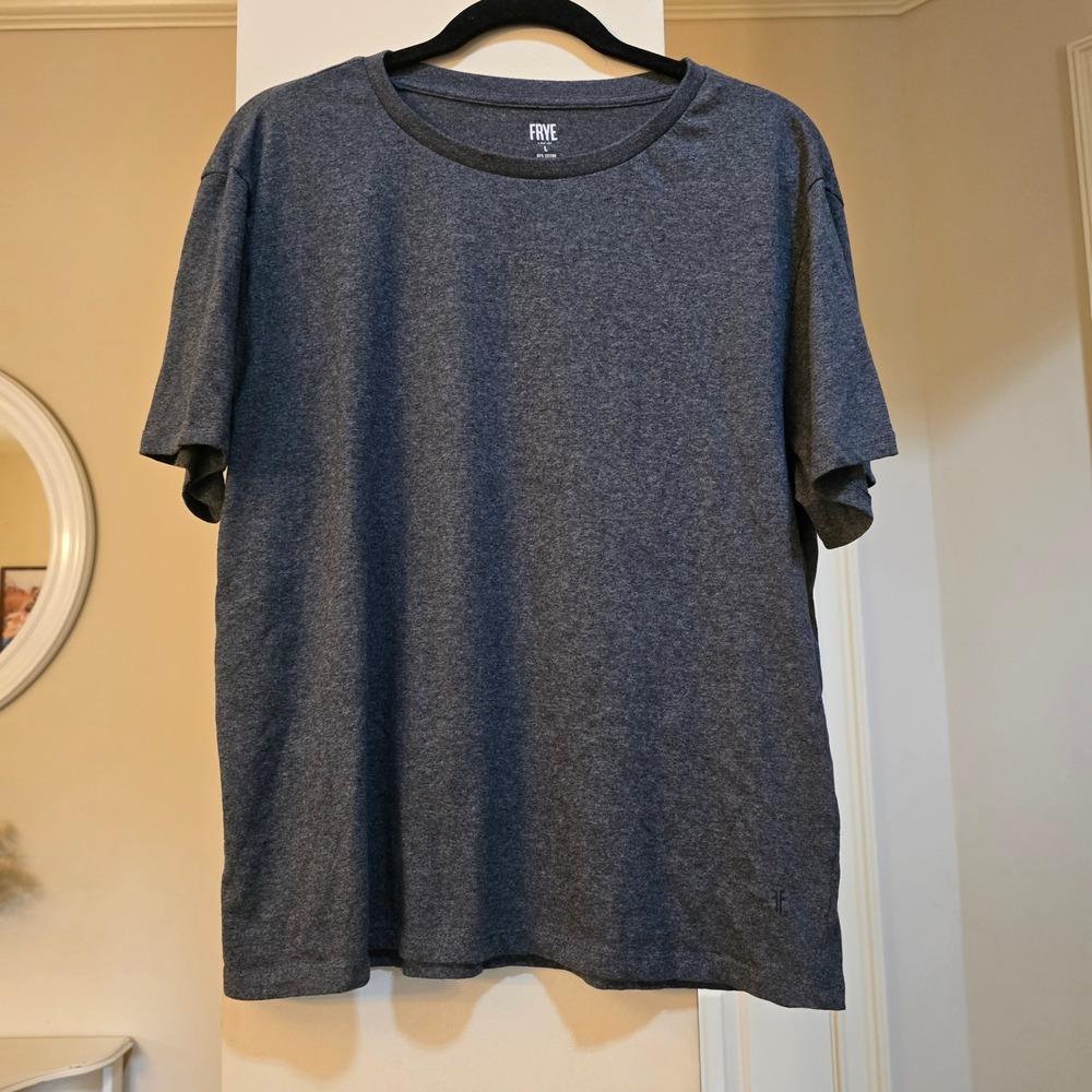 Frye Mens Short Sleeve Crewneck‎ T-Shirt Charcoal Gray Heather Cotton Blend L